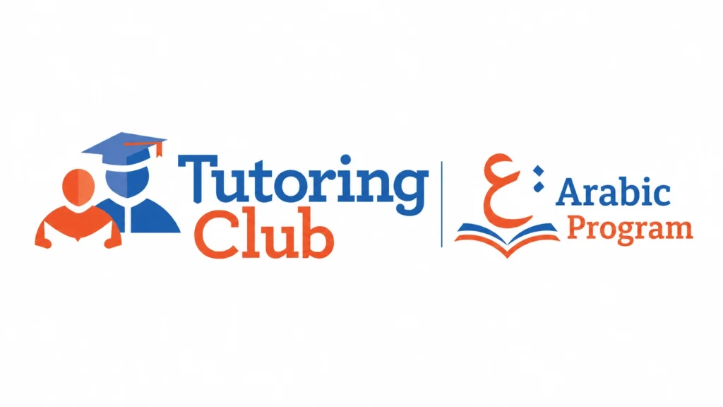 Tutoring Club Arabic Tutoring Program logo with Arabic letter and open book icon