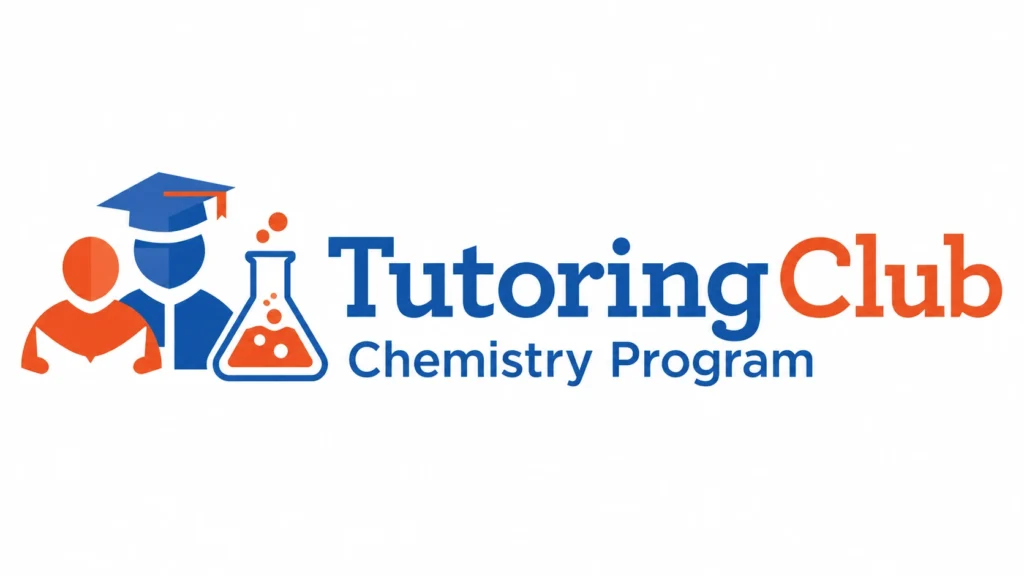 Tutoring Club Chemistry Program logo with laboratory flask icon