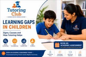 Tutor helping a child close learning gaps through personalised academic support