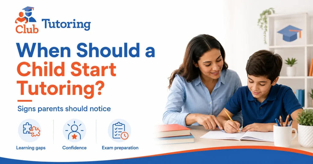 Parent helping a child with schoolwork and recognising when tutoring may be needed