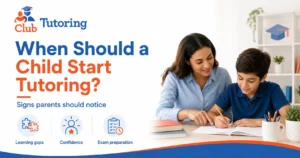 Parent helping a child with schoolwork and recognising when tutoring may be needed